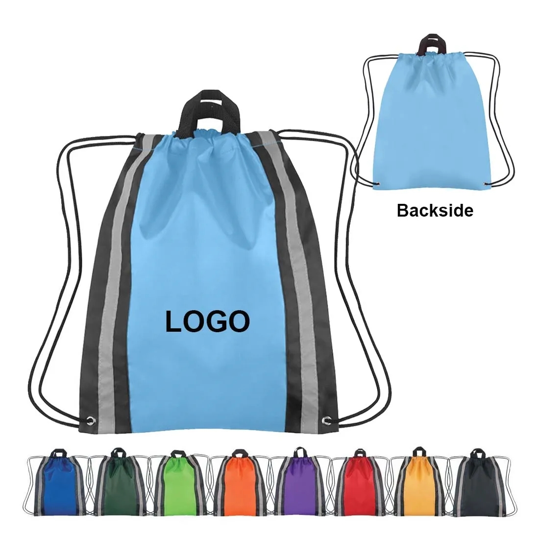 Reflective Sports Gym Drawstring Backpack 2