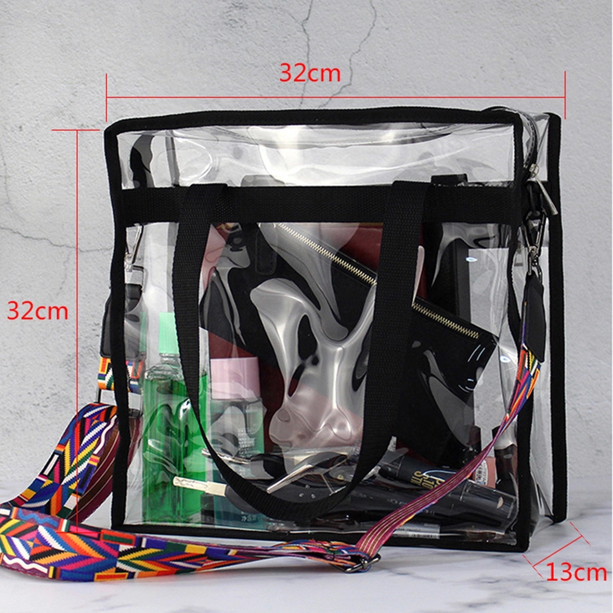 Clear Tote Bag with Zipper and Adjustable Strap 4