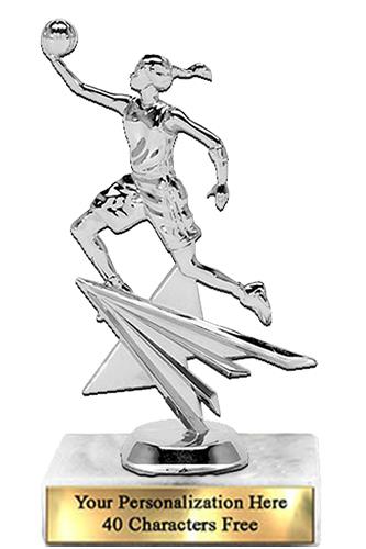 Trophy: 7", 2x3 white marble base, Star Figure Fem 1
