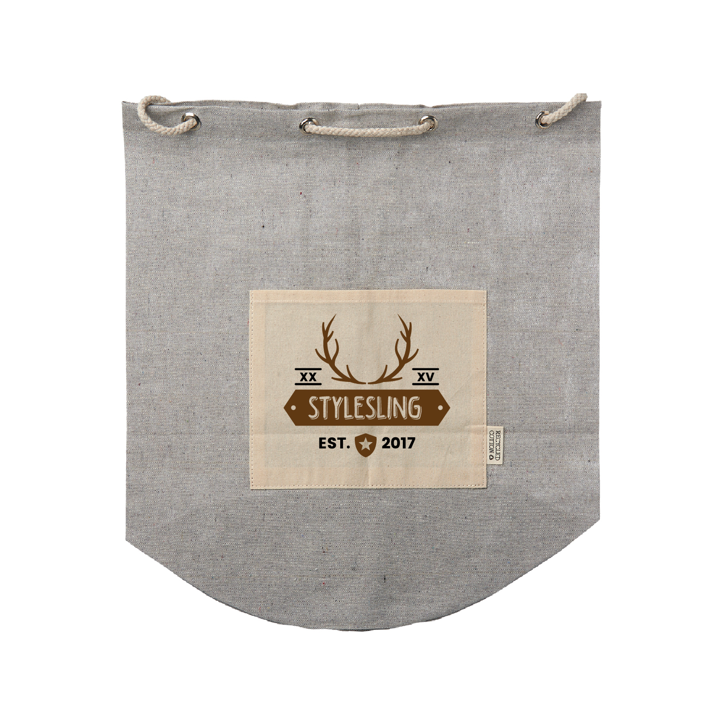 Recycled Cotton Drawstring Backpack (2 Color Imprint) 2