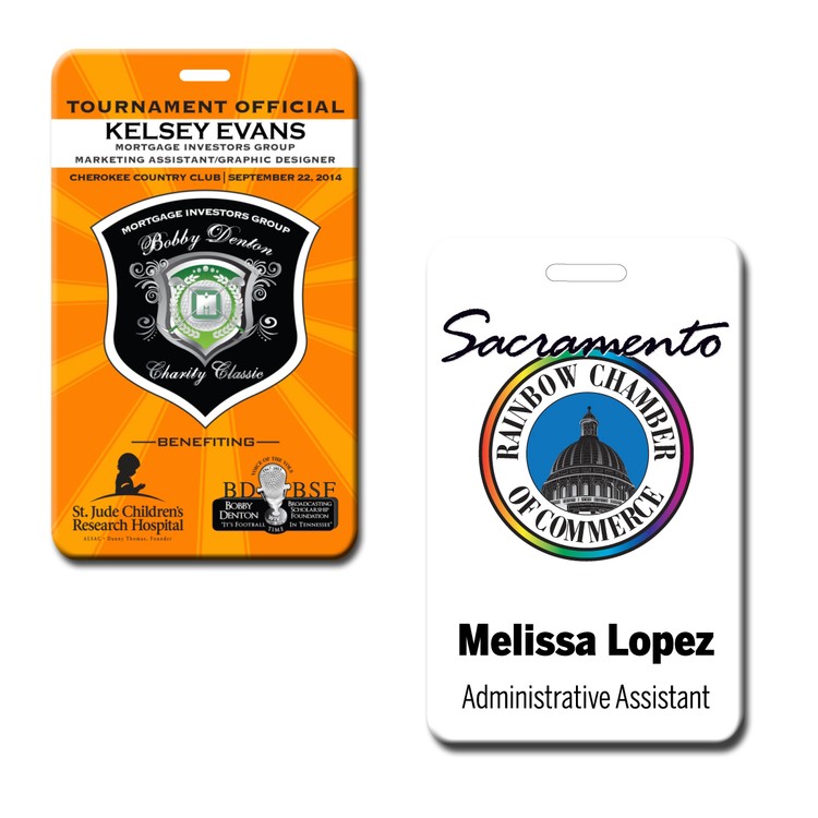 The Atlas full color name badge 2 1/2" X 4" 3