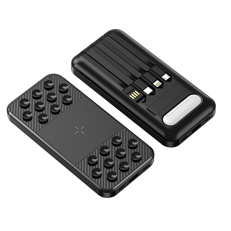 10000 Mah Suction Cup Power Bank W/ 3 Cables & Stand 3