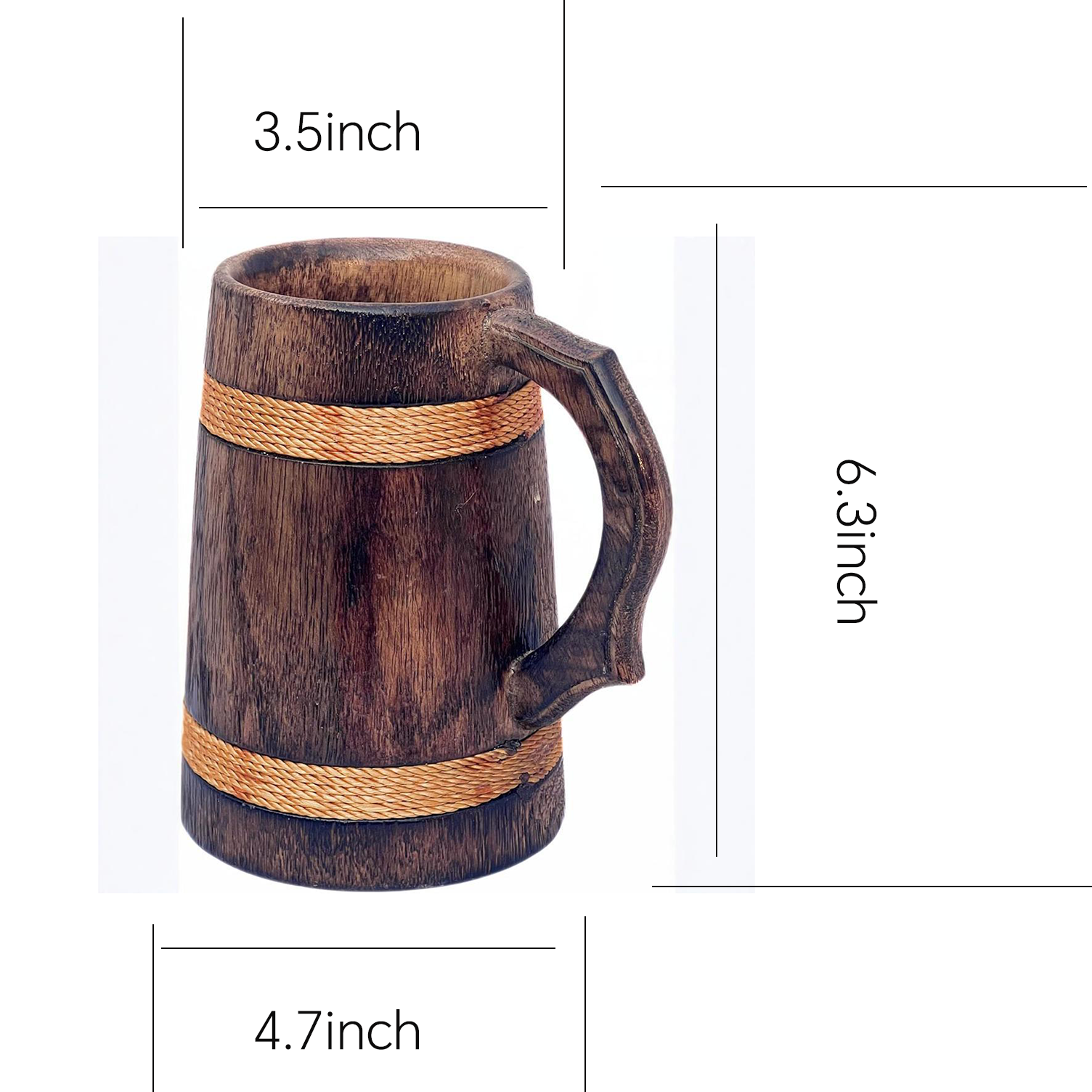 17oz Handmade Wooden Beer Mug w/Handle 5