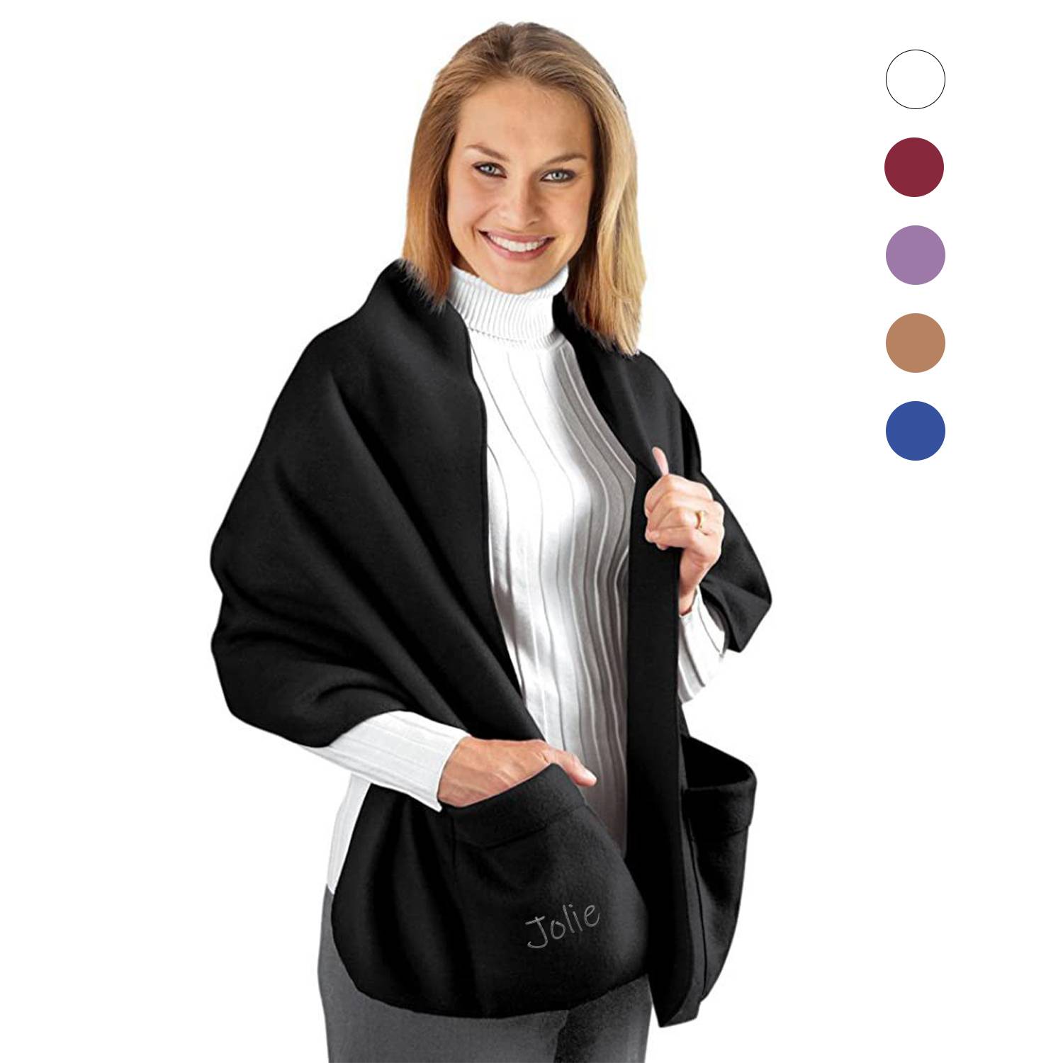 Fleece Wrap Shawl Blankets with Pockets 1