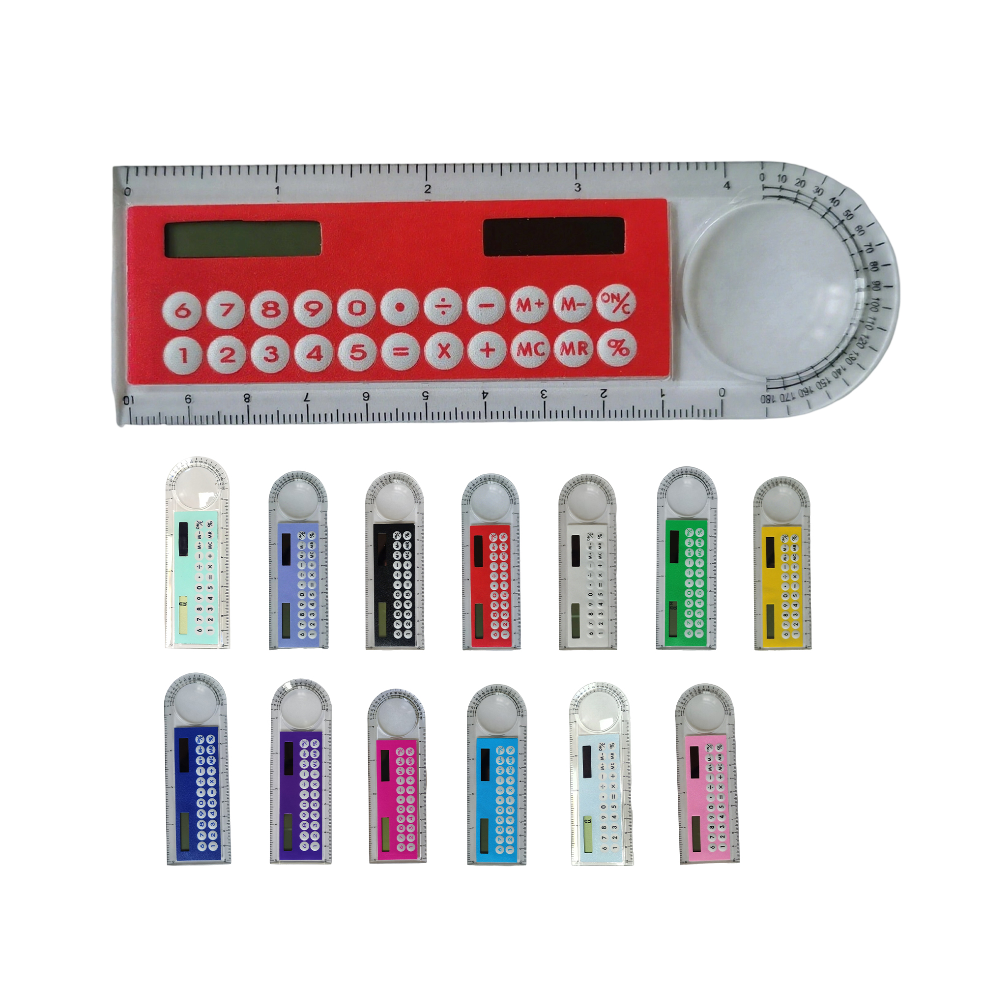 Plastic Solar Calculator Ruler With Protractor And Magnifier 5.2" 6