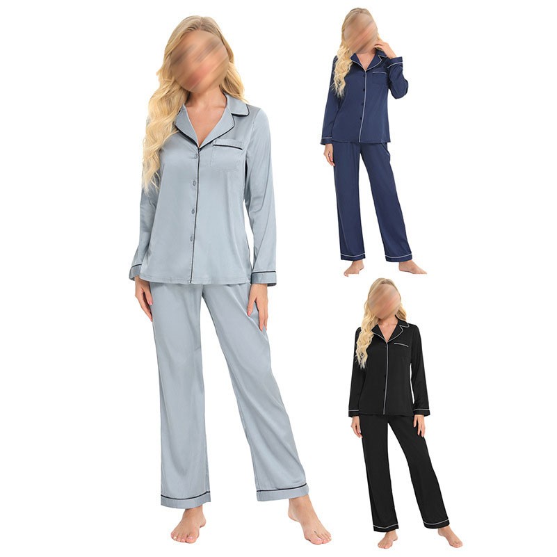 Women'S 2 Pcs Set Pajama Button Down Long Wear 4