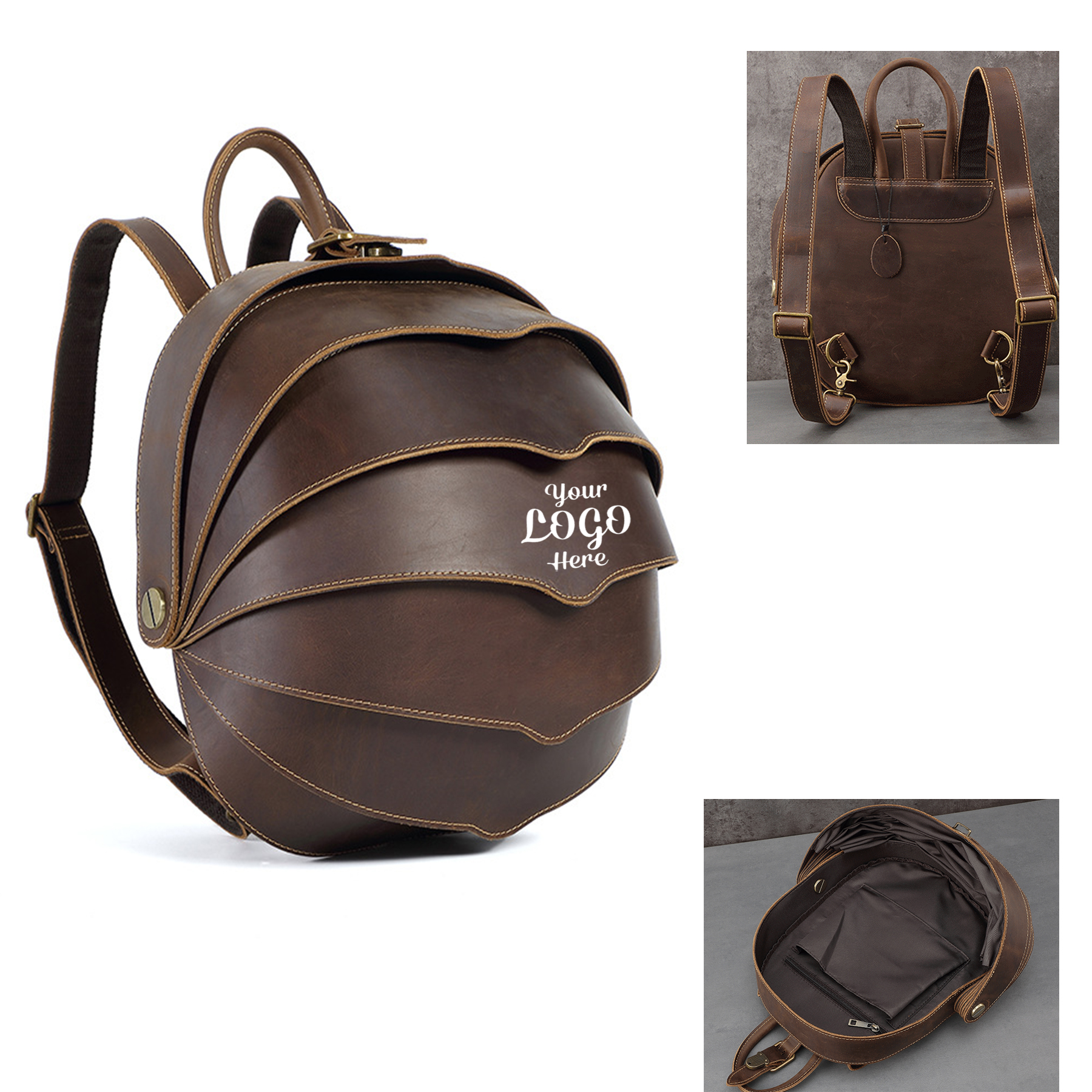 Beetle Shape Men Leather Backpack 3