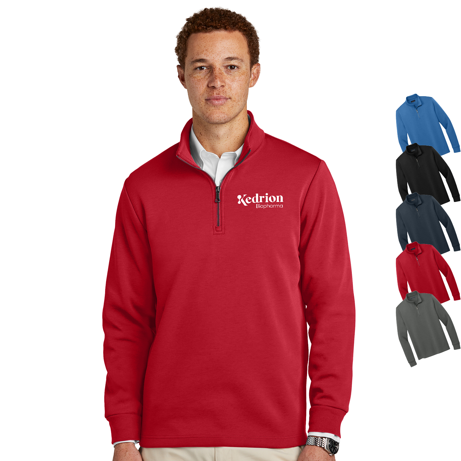 Brooks Brothers® Men's Double-Knit 1/4-Zip Pullover, custom hoodie or sweatshirt with logo imprint 5
