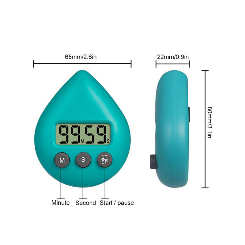 Digital Timer in Water Drop Shape With Easy Button and Built In Suction Cup 4