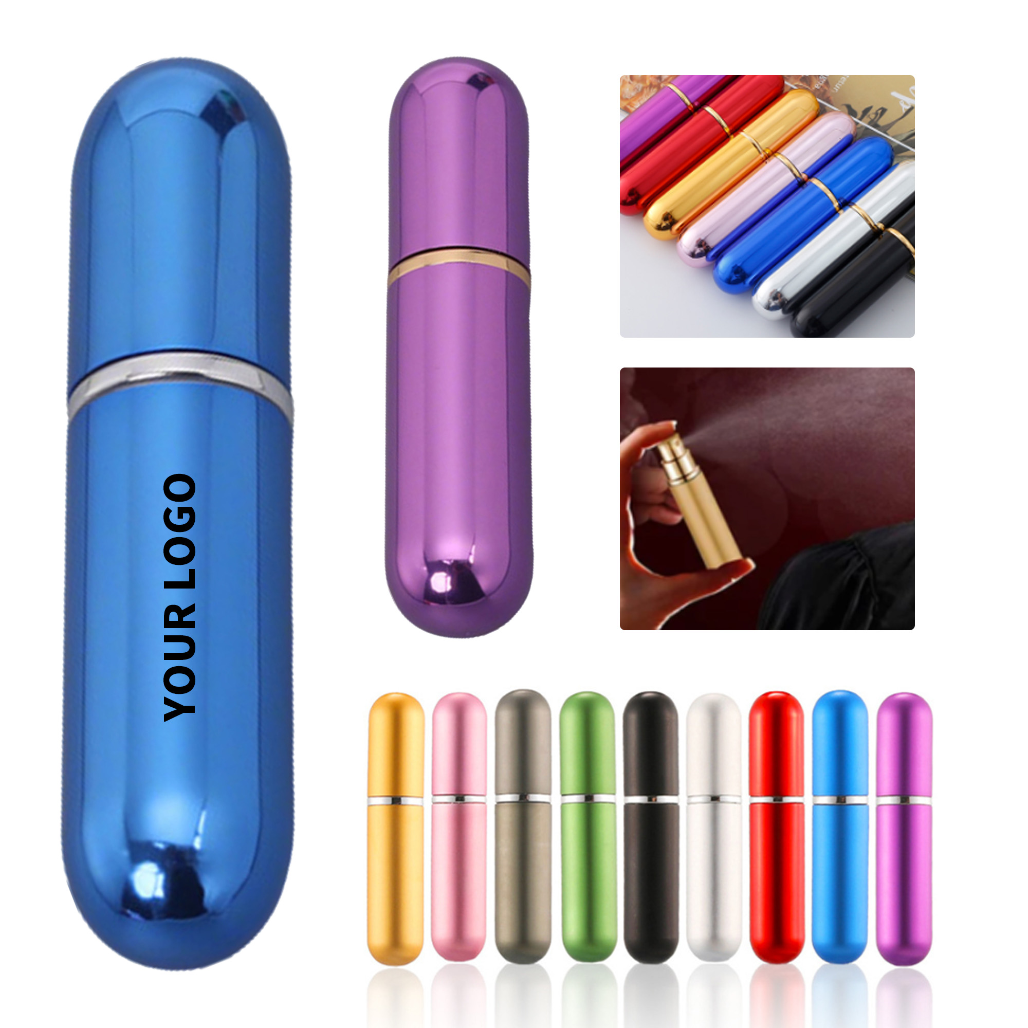 5 Milliliter Refillable Perfume Atomizer 0.75" Diameter x 3.66" Height 3