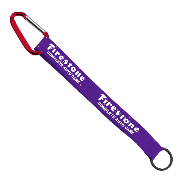 3/4" Sewn Polyester Keychain with Metal Split-Ring and Carabiner 102