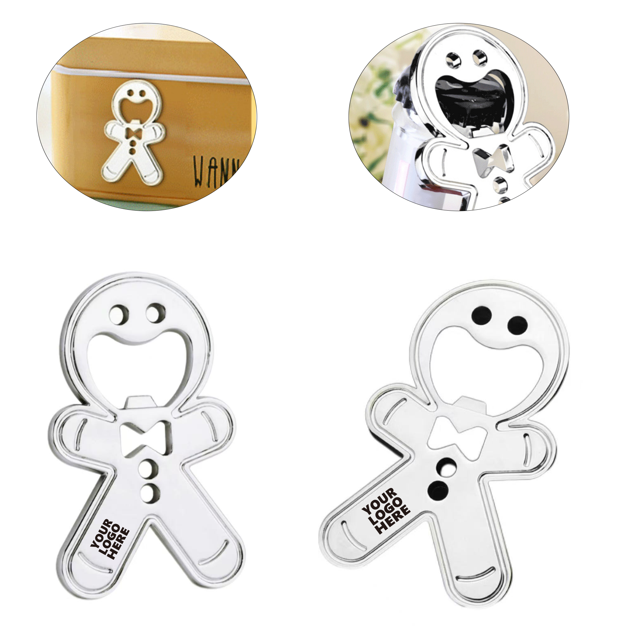 Fridge Sticker Bottle Opener - Gingerbread Man Design 2