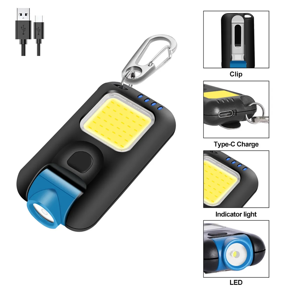Rechargeable COB Keychain Flashlights 4