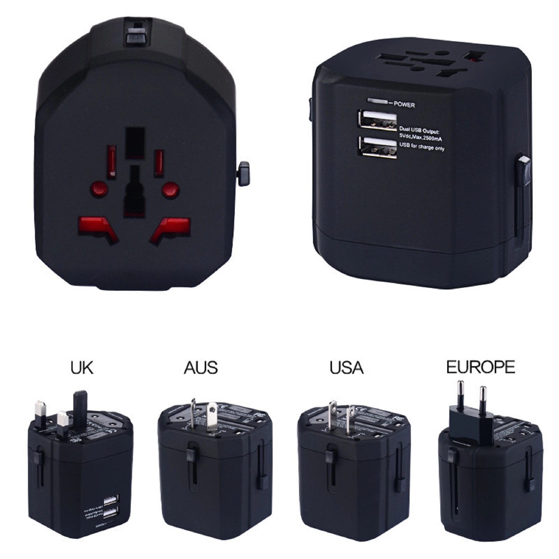 World Travel Adapter Plug with 2 USB Ports 10