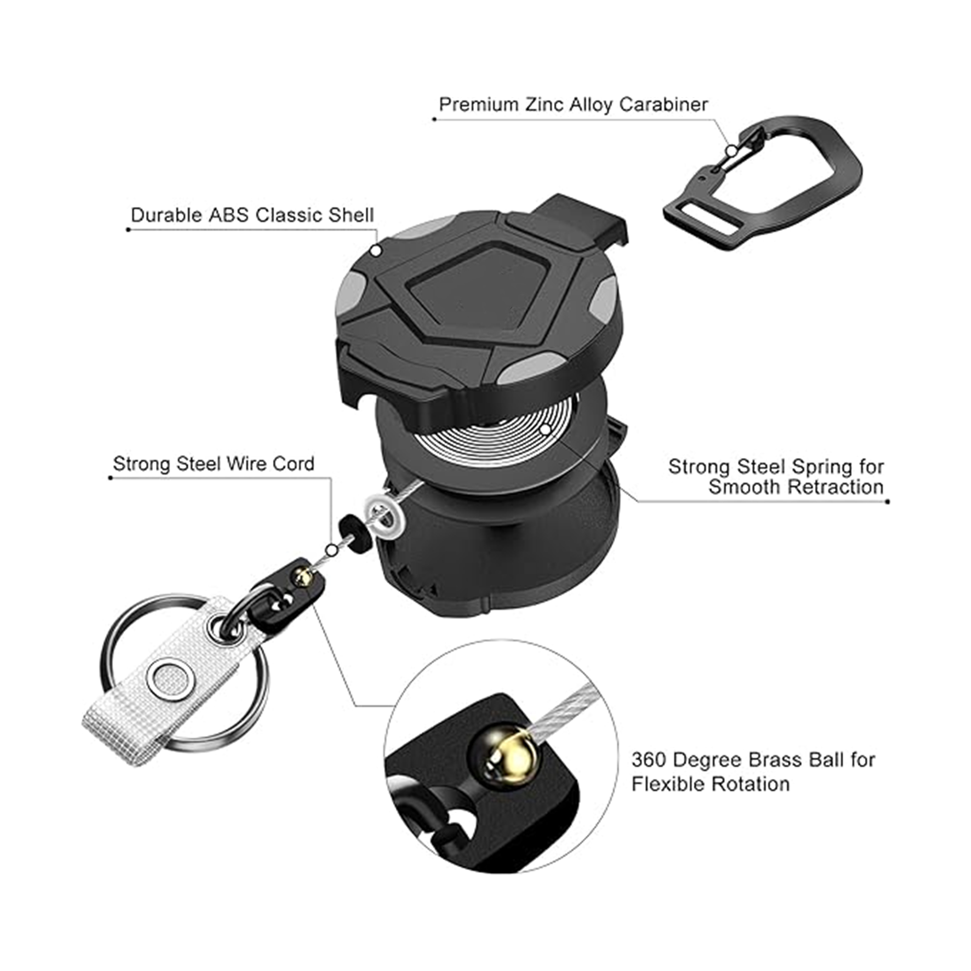 Retractable Badge Reel With Key Ring 4
