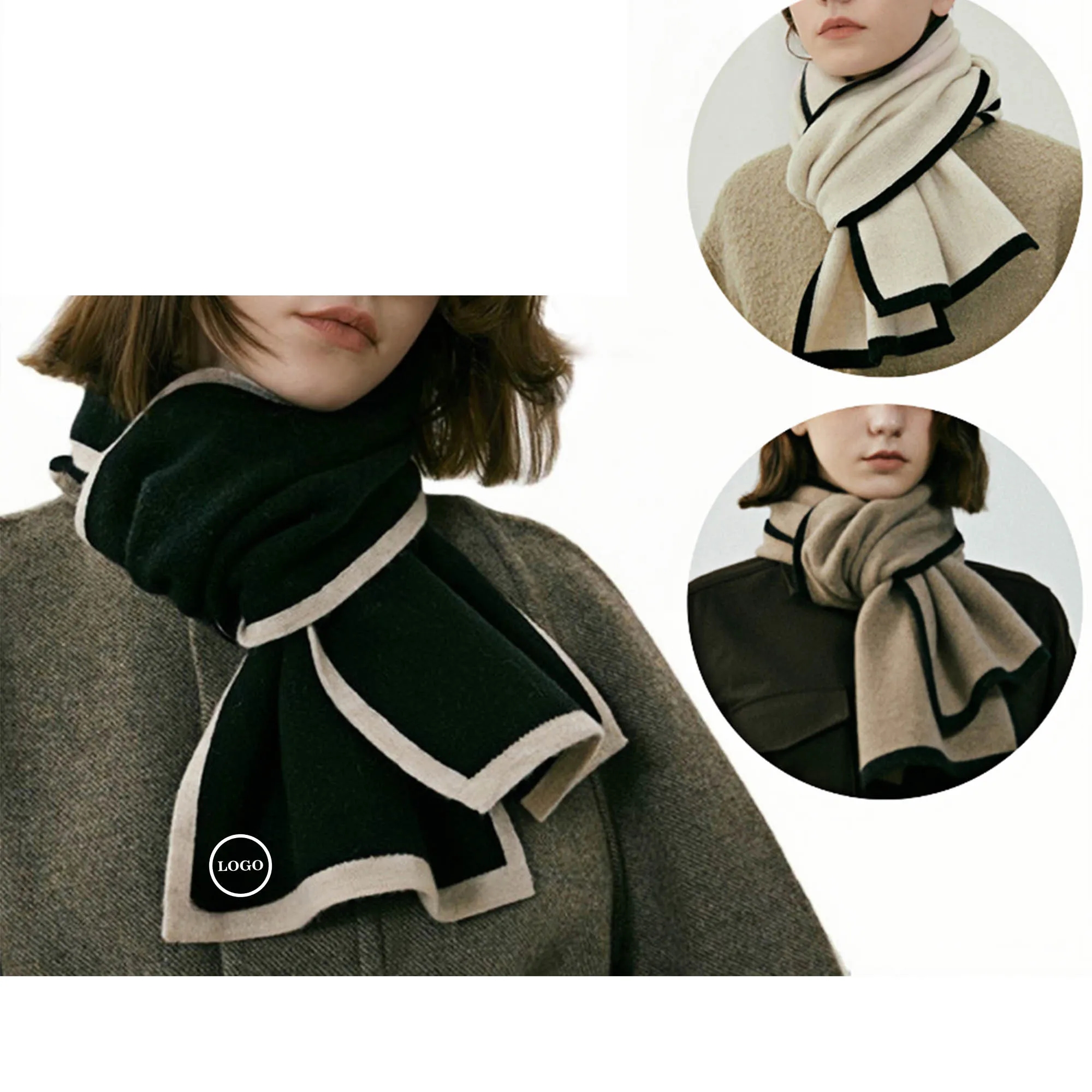Wool Blend Winter Scarf with Elegant Trim 2