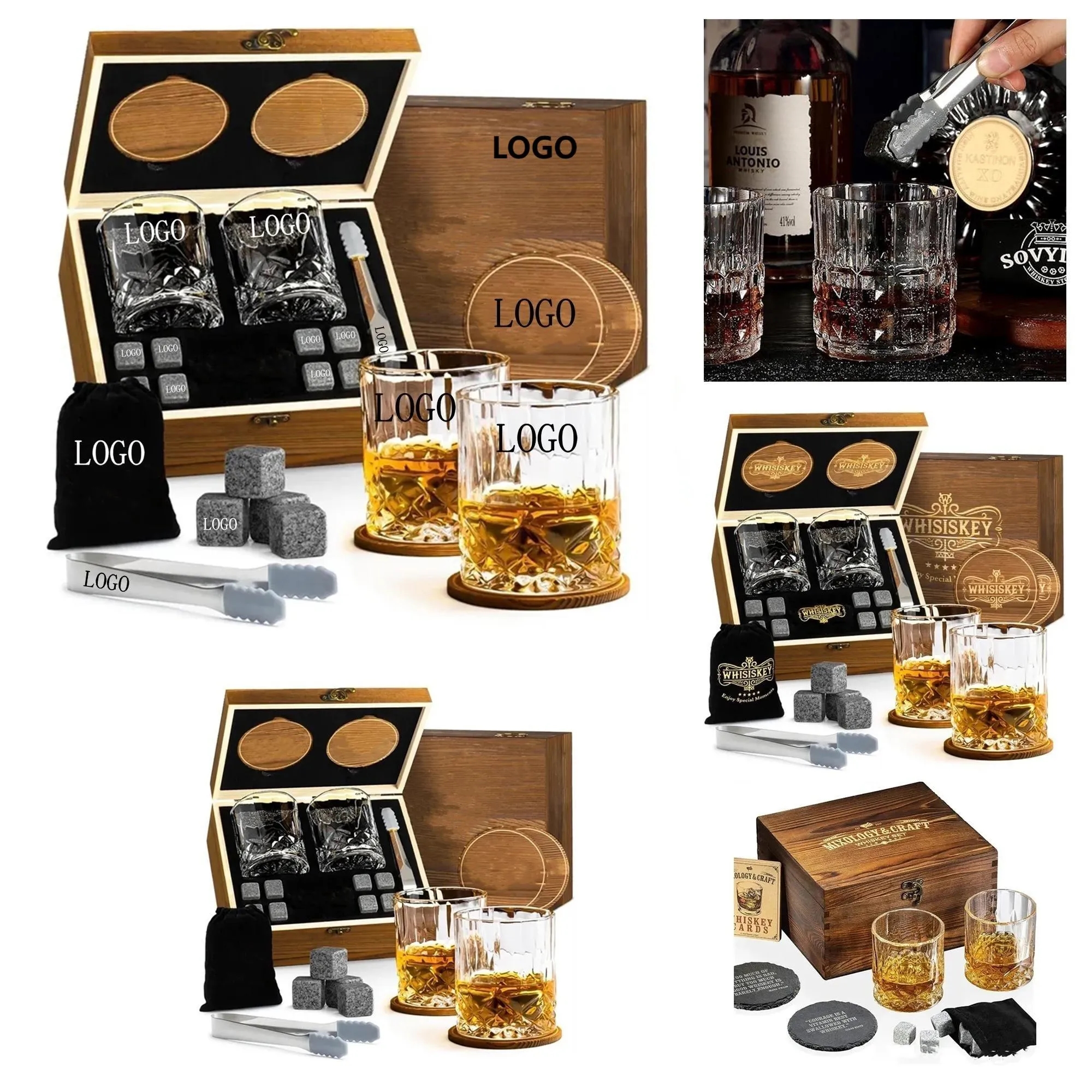 Whiskey 2 Glasses with Wooden Box 4