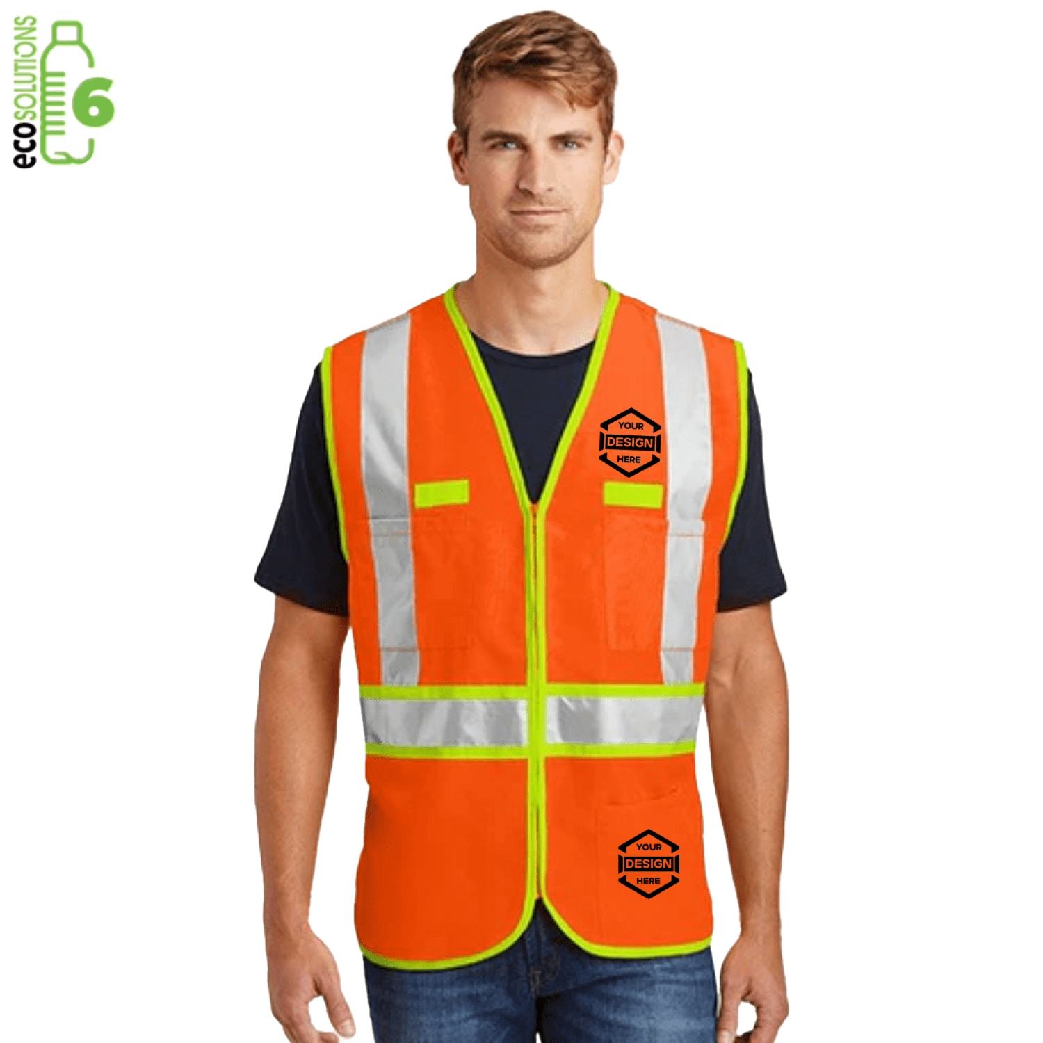 Recycled Class 2 Reflective Safety Vest With 4 Pockets 4