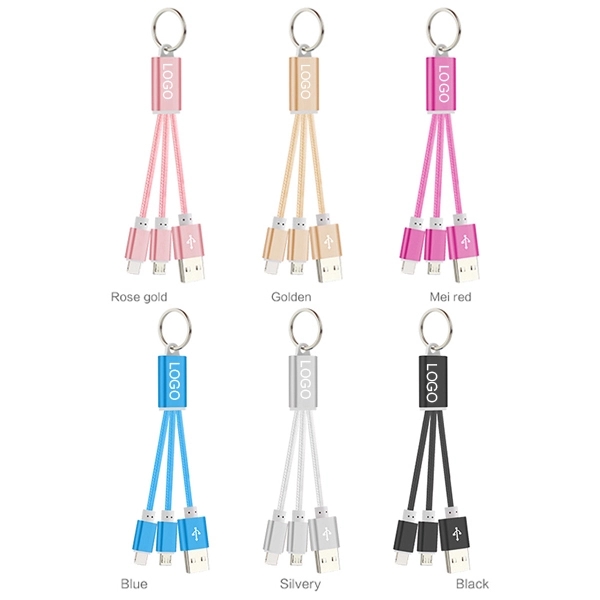 Metal 2-in-1 Charging Cable w/Keychain 4