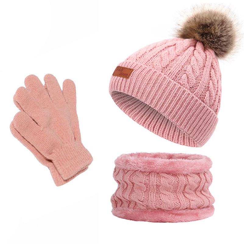 Kids Winter Knit Hat Scarf Glove Set 2
