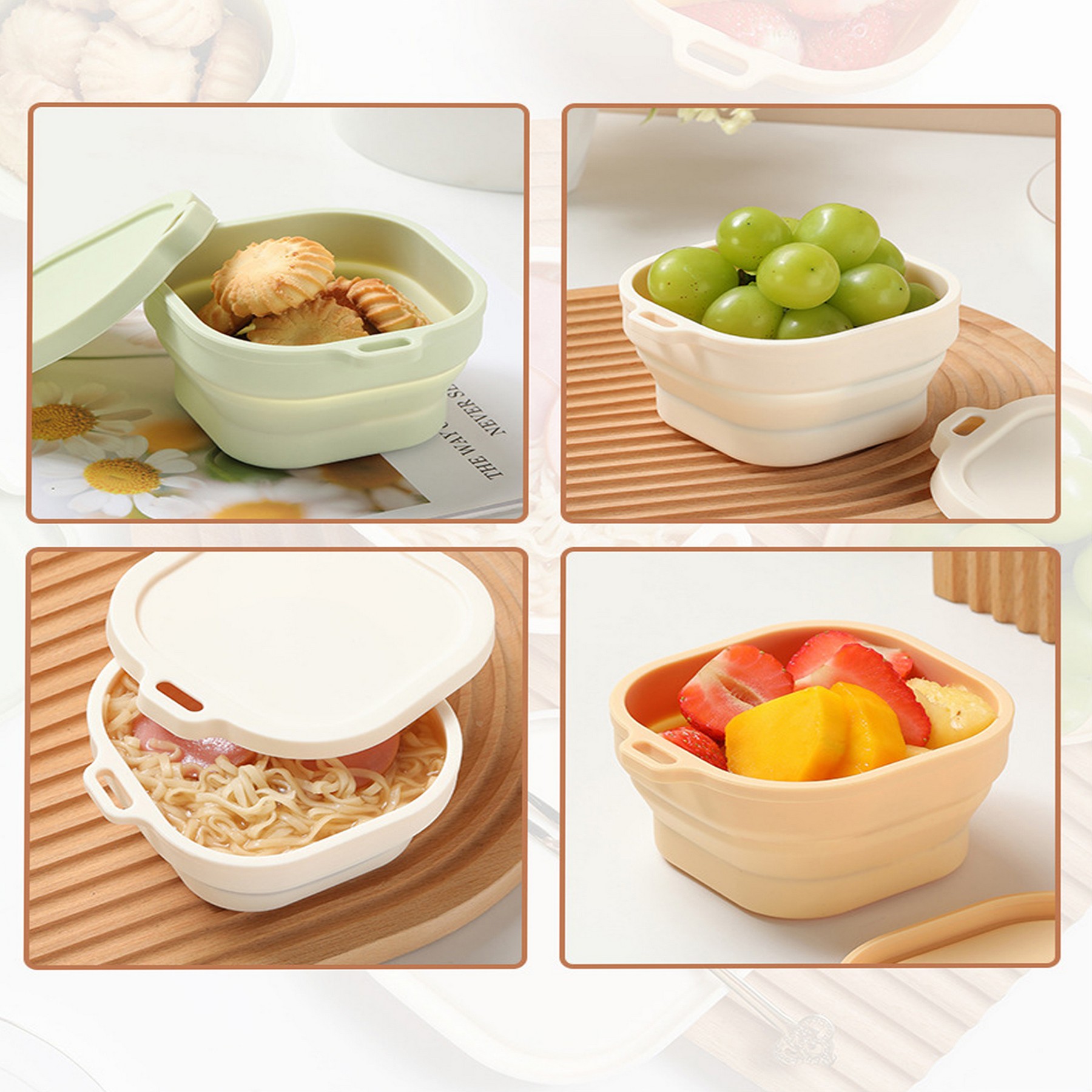 13 Oz Collapsible Silicone Food Storage Container carabiner 2