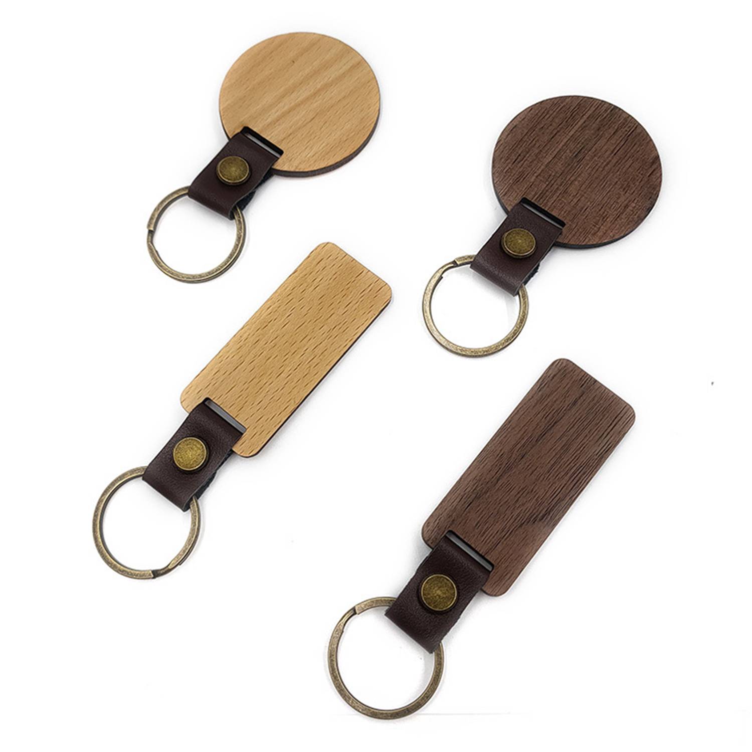 Creative Leather Wooden Keychain 5