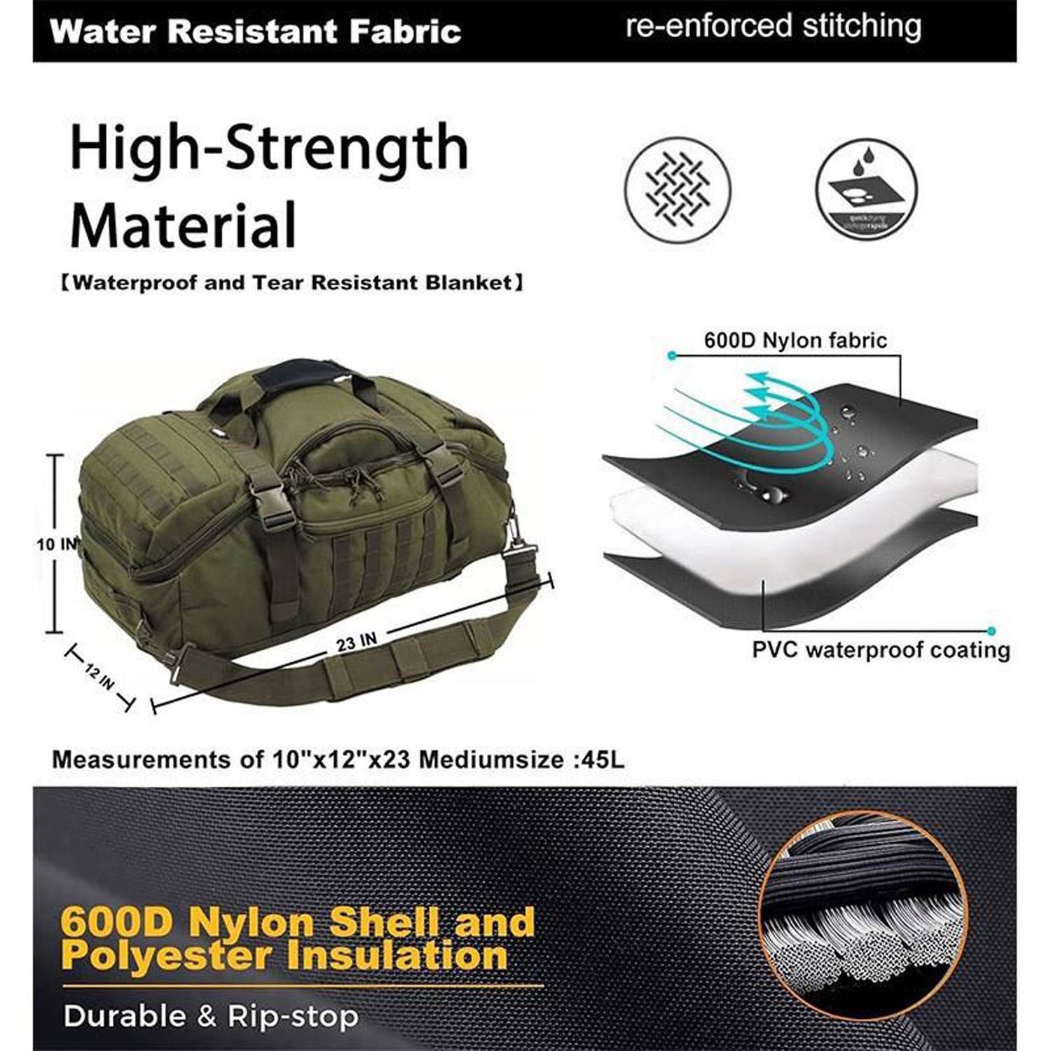 45L Waterproof Oxford Tactical Backpack 5