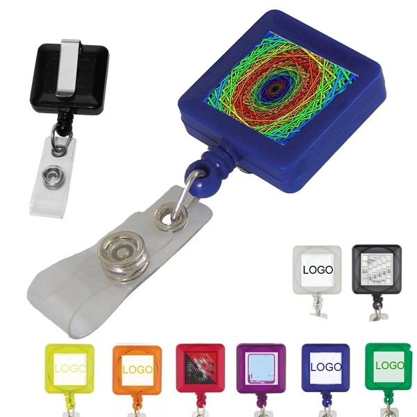 Square Badge Holder with Standard Clips 10