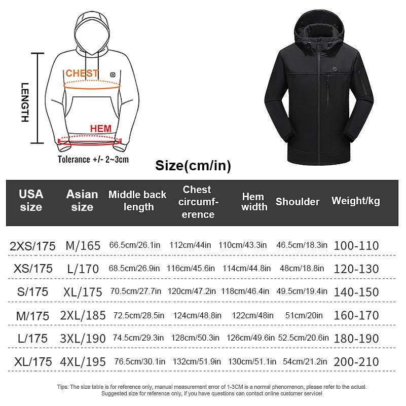 USB Electric Heated Jacket Winter Men Hooded Waterproof Electric Heated Jacket 3