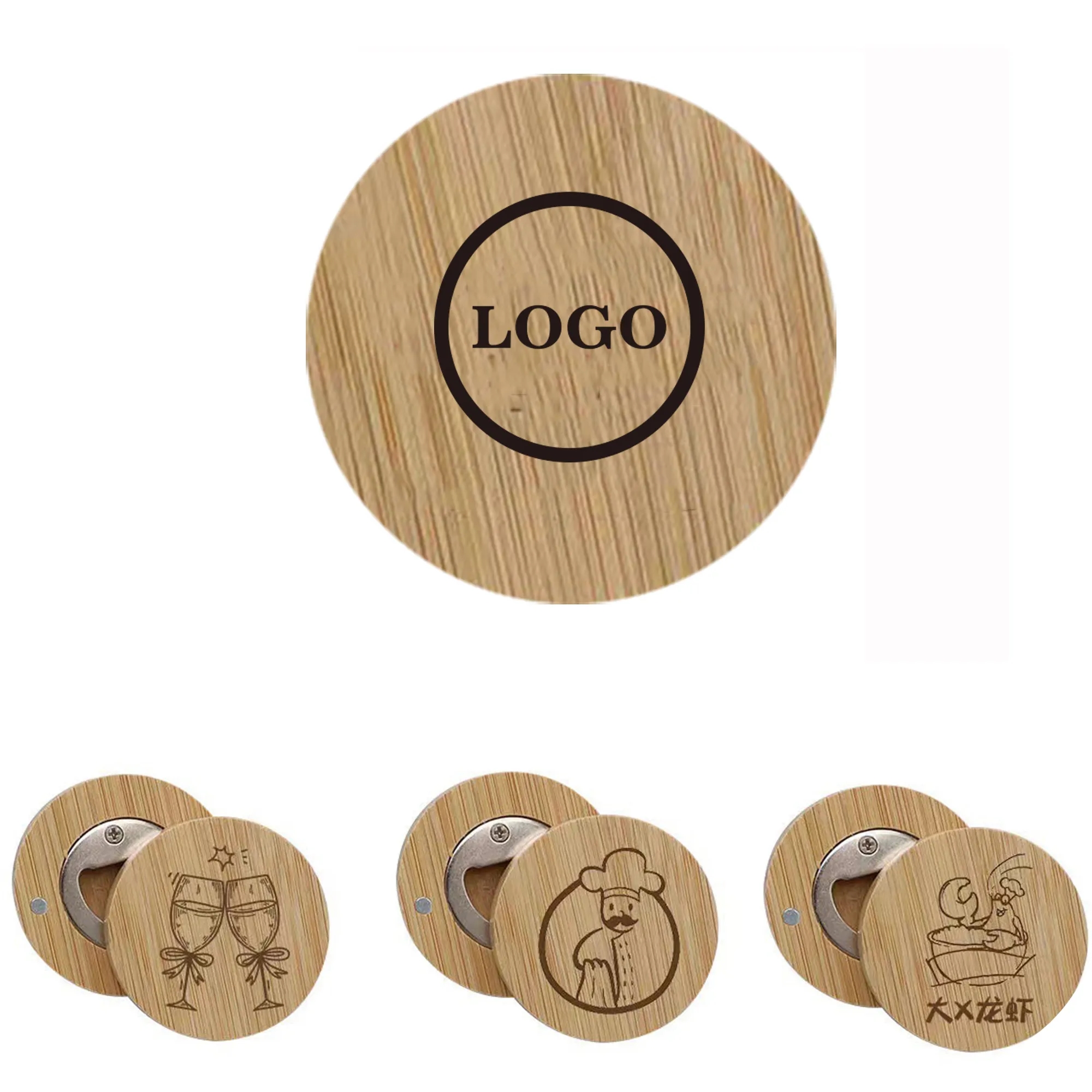 Custom Logo Bamboo Opener with Magnet