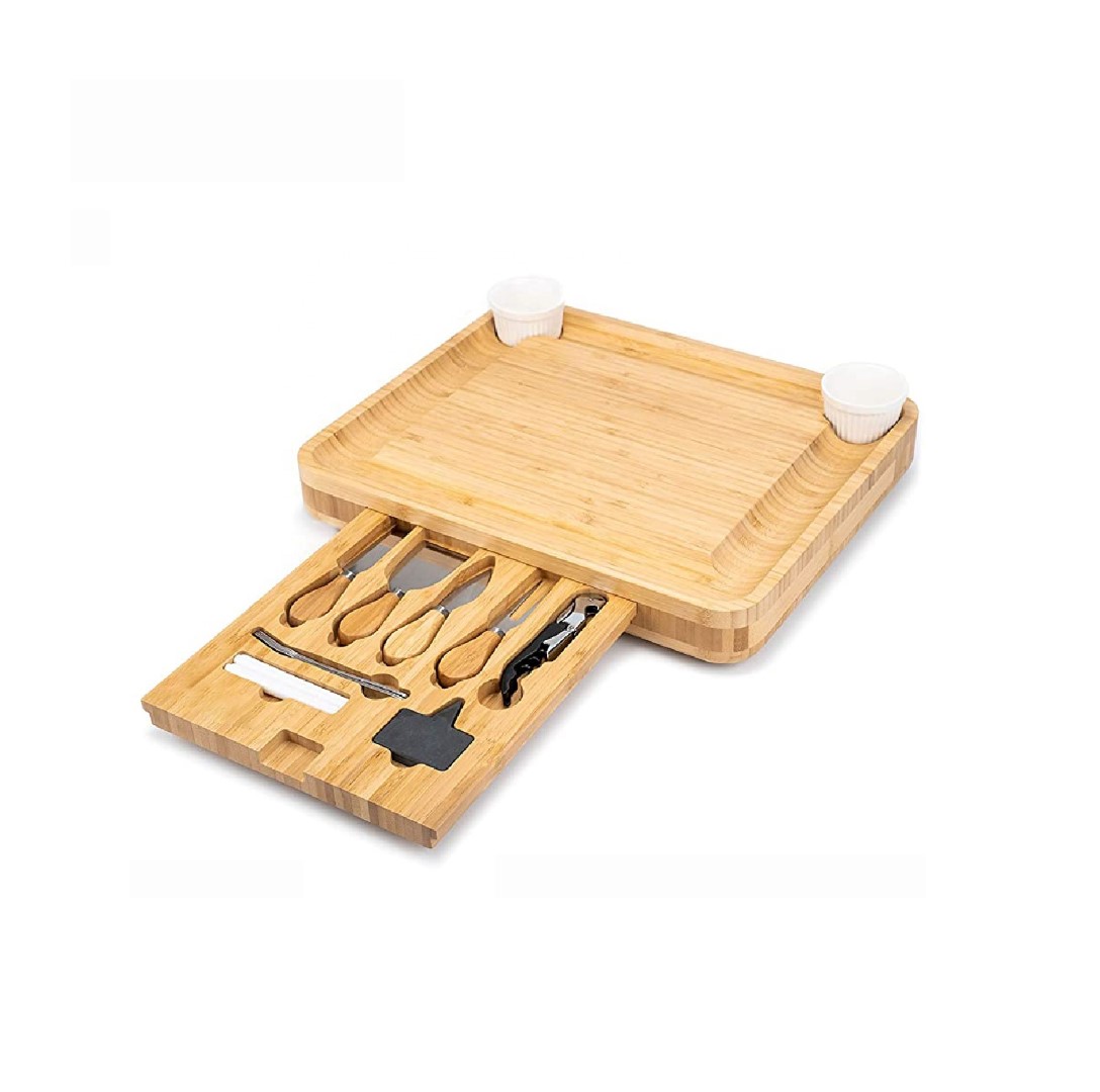 Wood Cheese Board and Knife Set 4