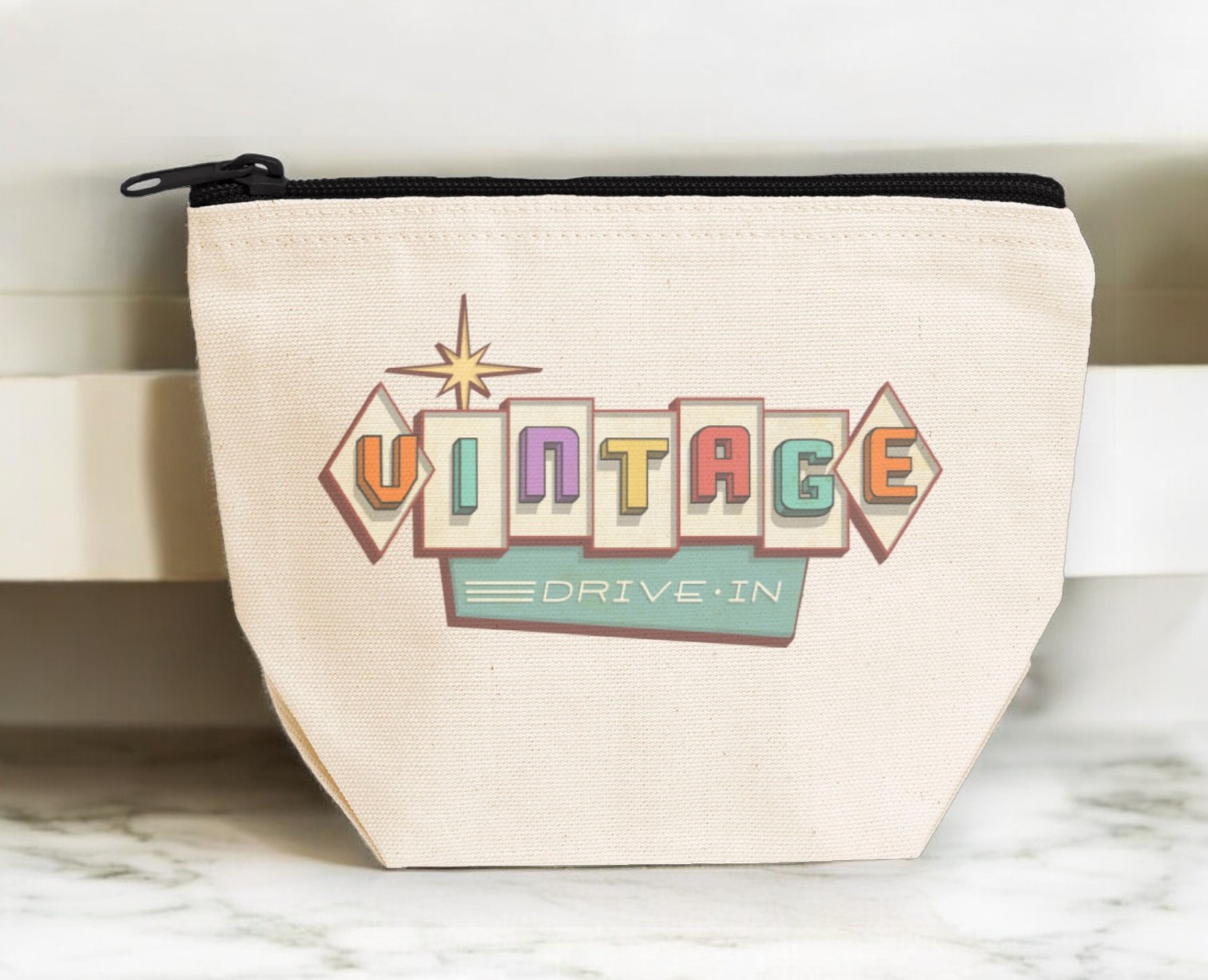 Canvas Libby Lu Pouch with Black Zipper 4