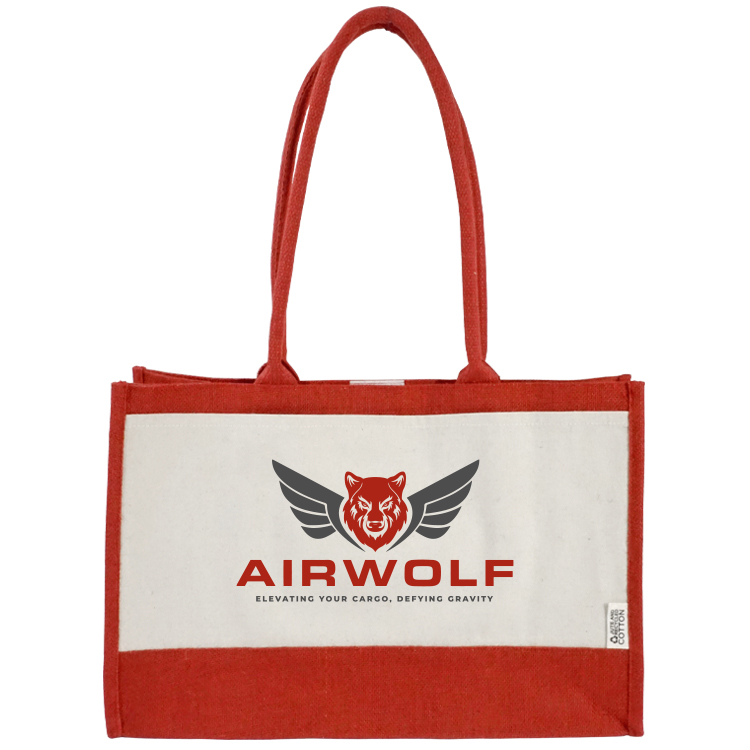 Seattle Recycled Cotton Front Pocket Jute Shopper Tote 18