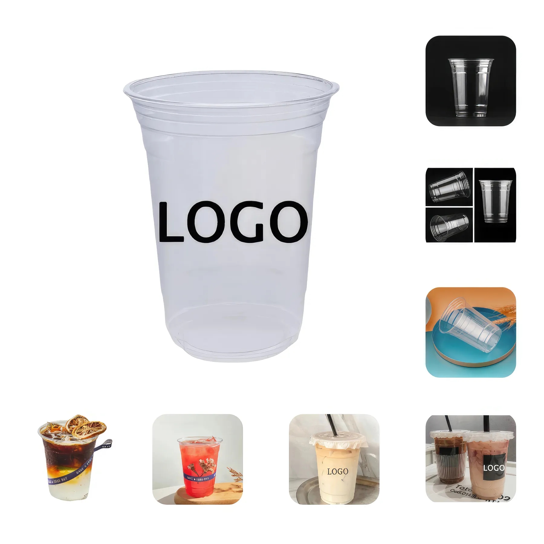 16 oz Transparent Clear PET Plastic Disposable Cold Cup 2