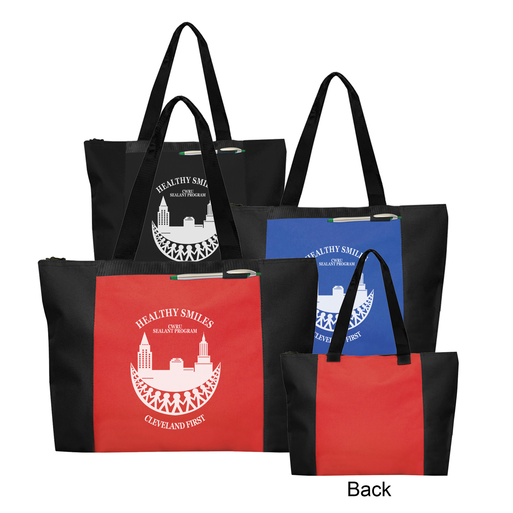 Durable 600D polyester daily zipper tote with heavy Backing. 3