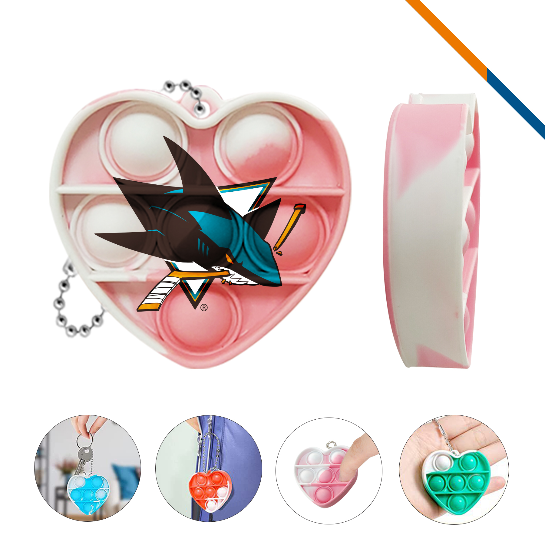 Mini Heart Push Pop Bubble Keychain 10