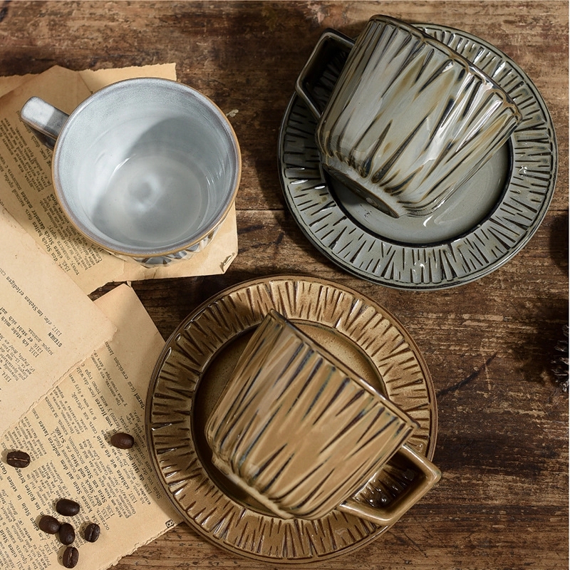 Custom 8 oz Ceramic Coffee Mug Saucer Set 9