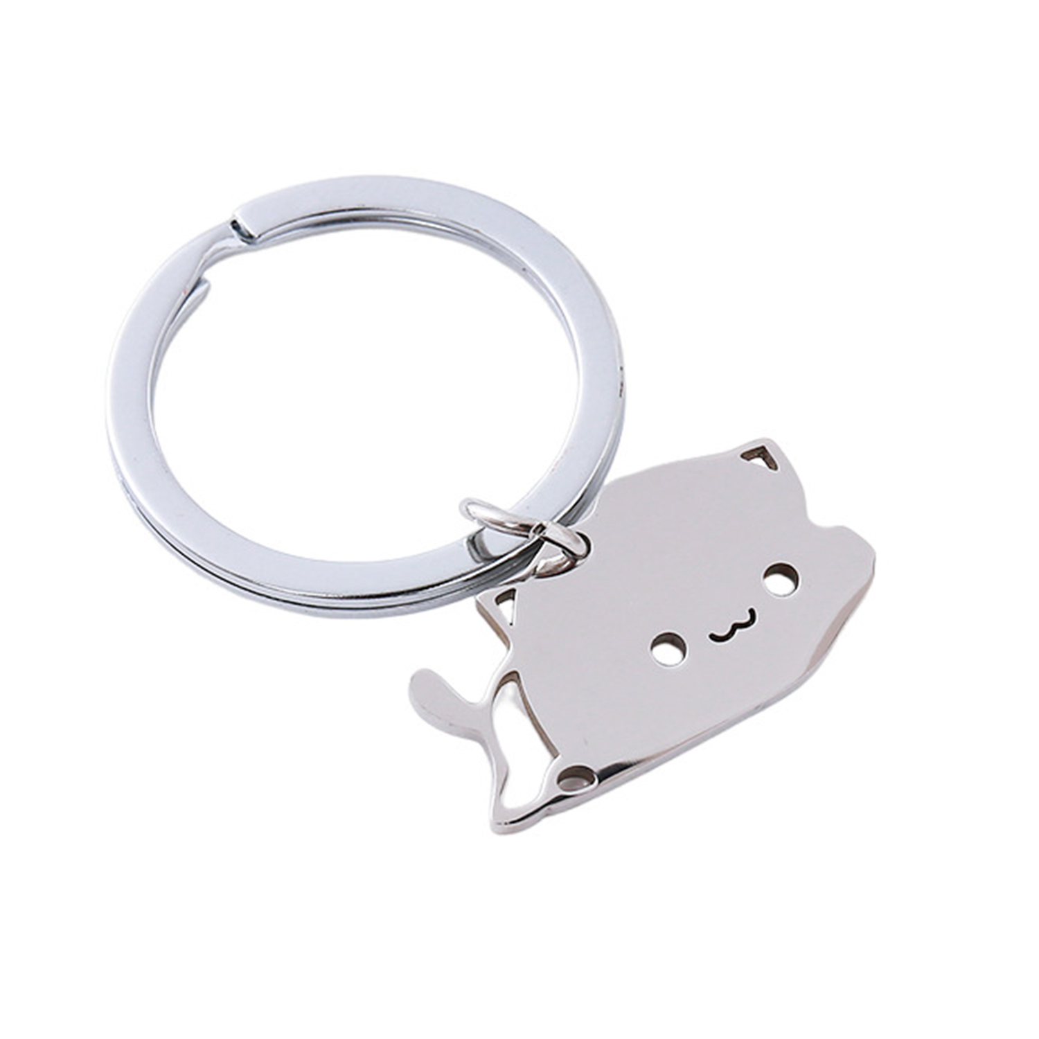 Cat Shape Stainless Steel Keychain 2