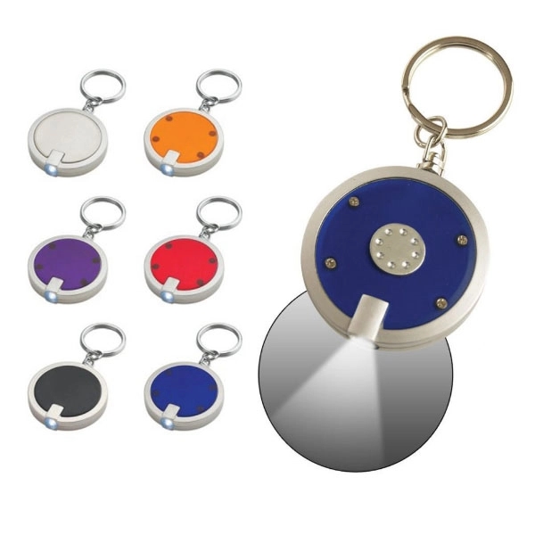 Custom Round Shaped LED Flashlight Keychain 6