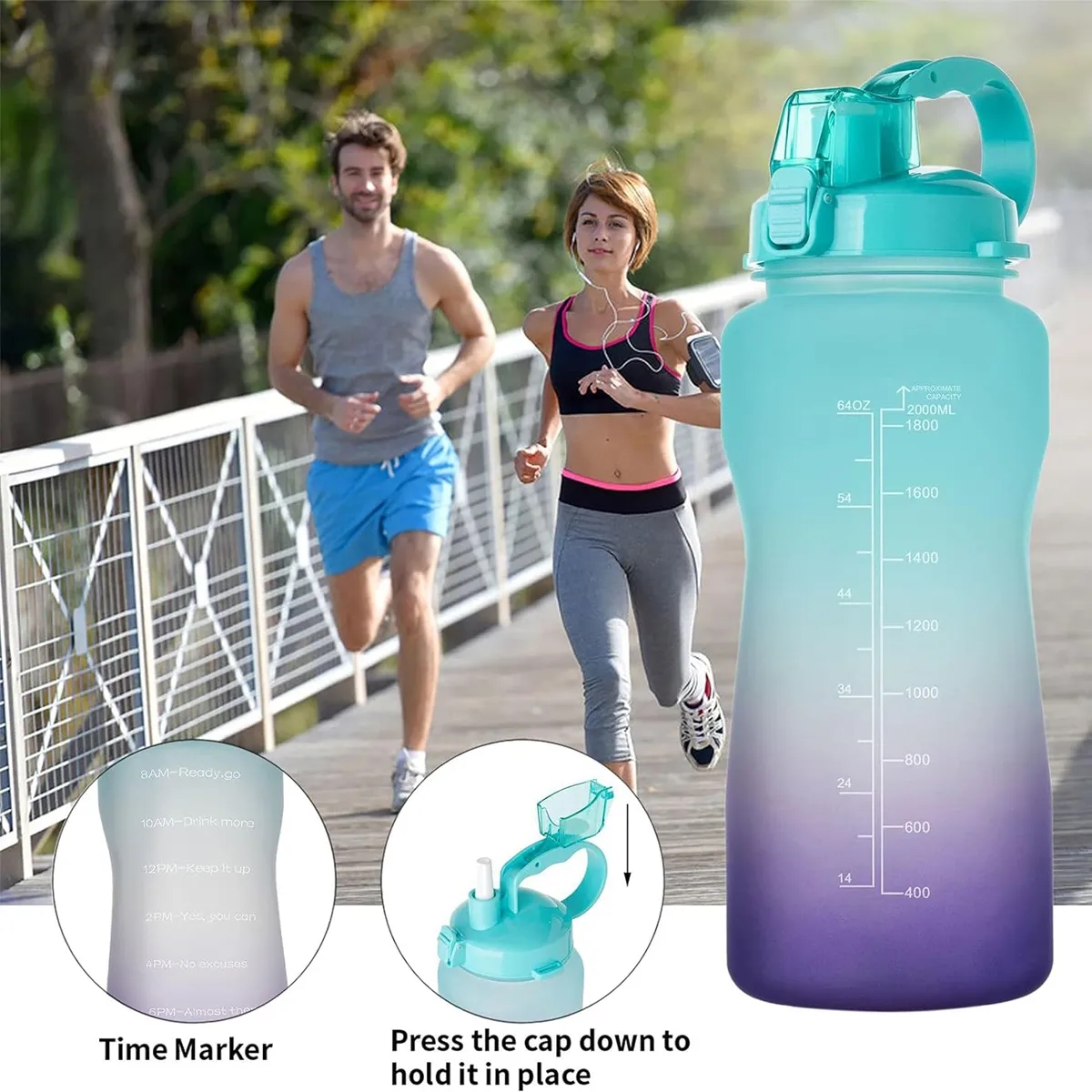 64oz Water Bottle with Time Marker 2