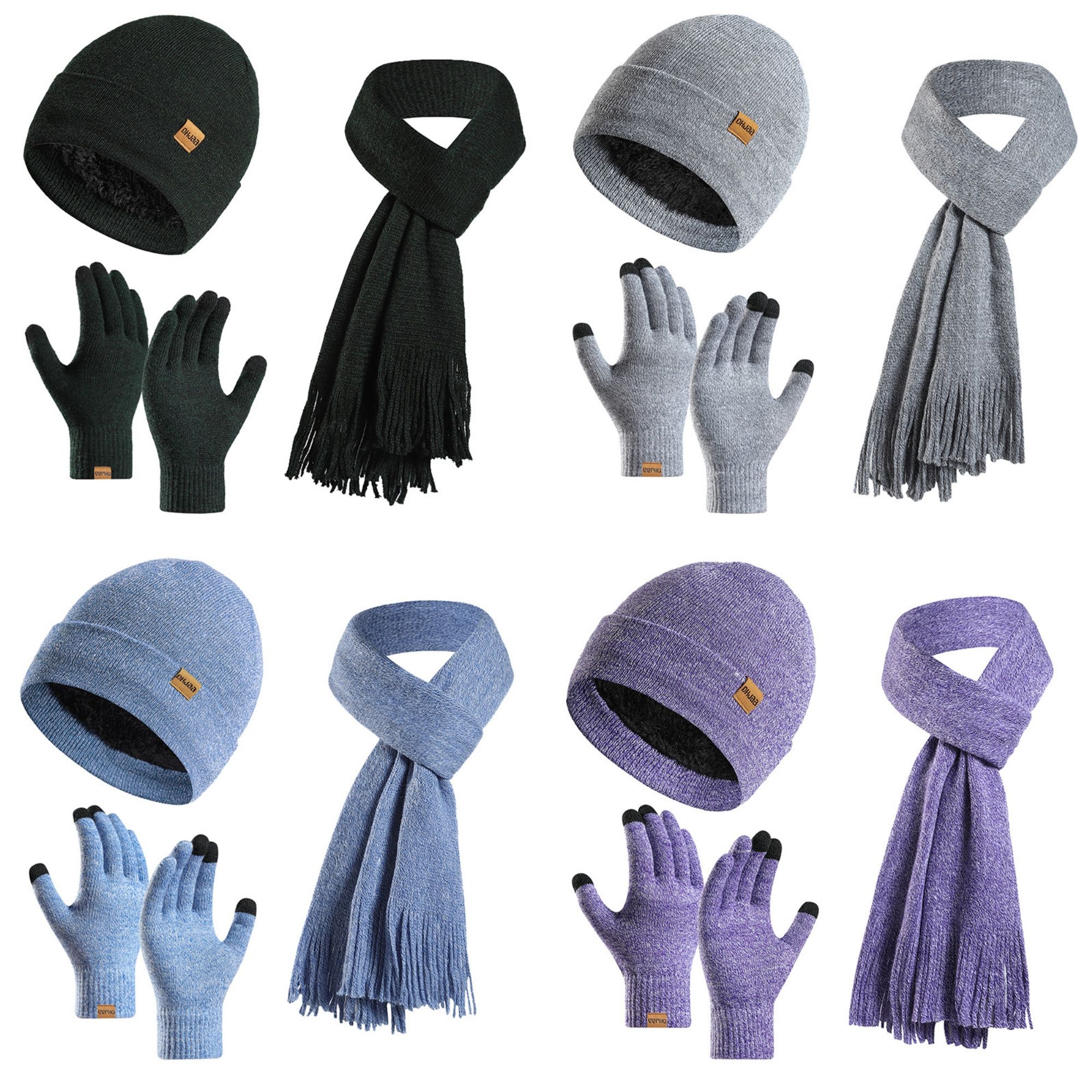 Winter Hat Scarf Gloves Set 4