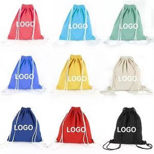Black White Canvas Drawstring Backpack 3
