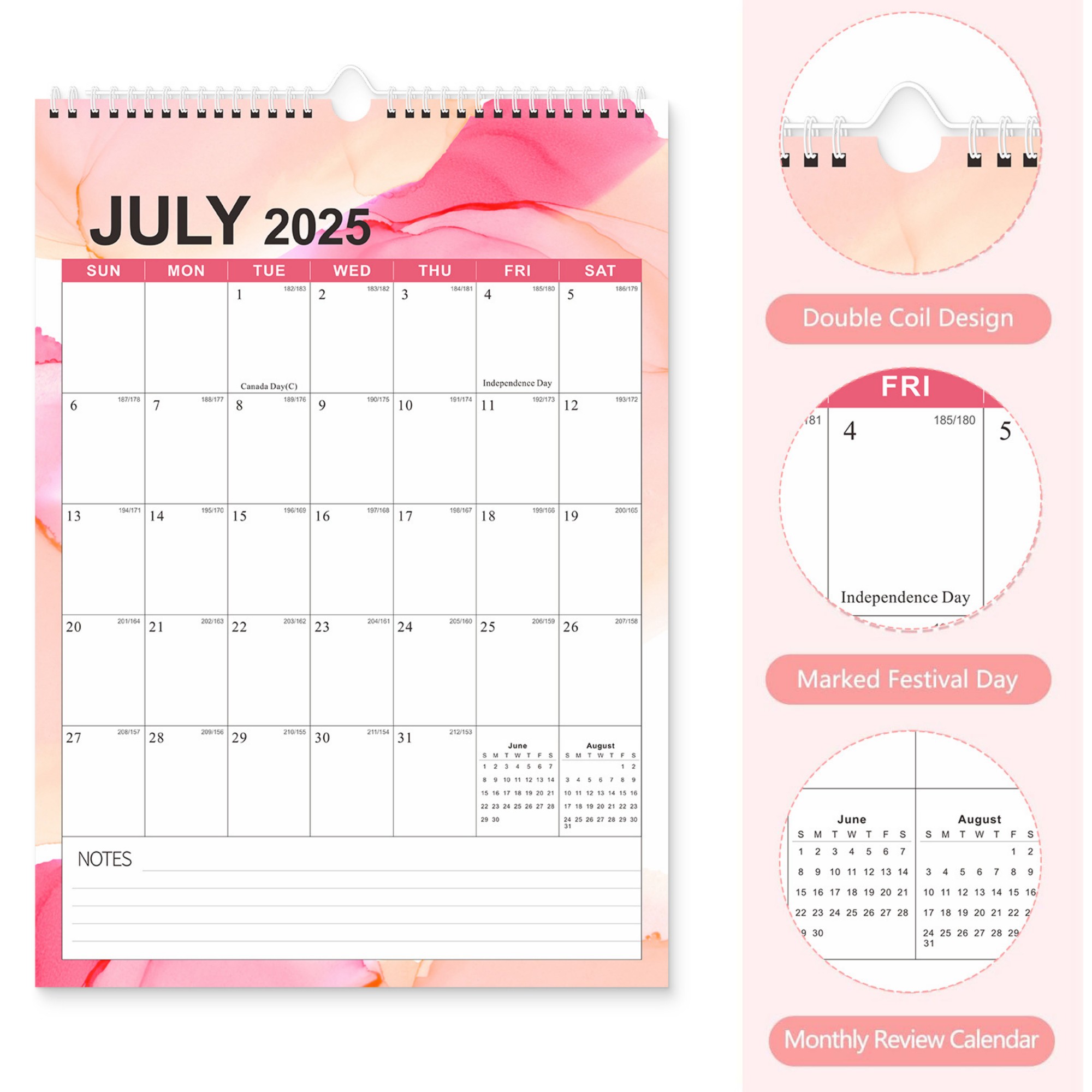 18 Months 17"*12" Dyed Wall Calendar From Jan 2025 To June 2026 1