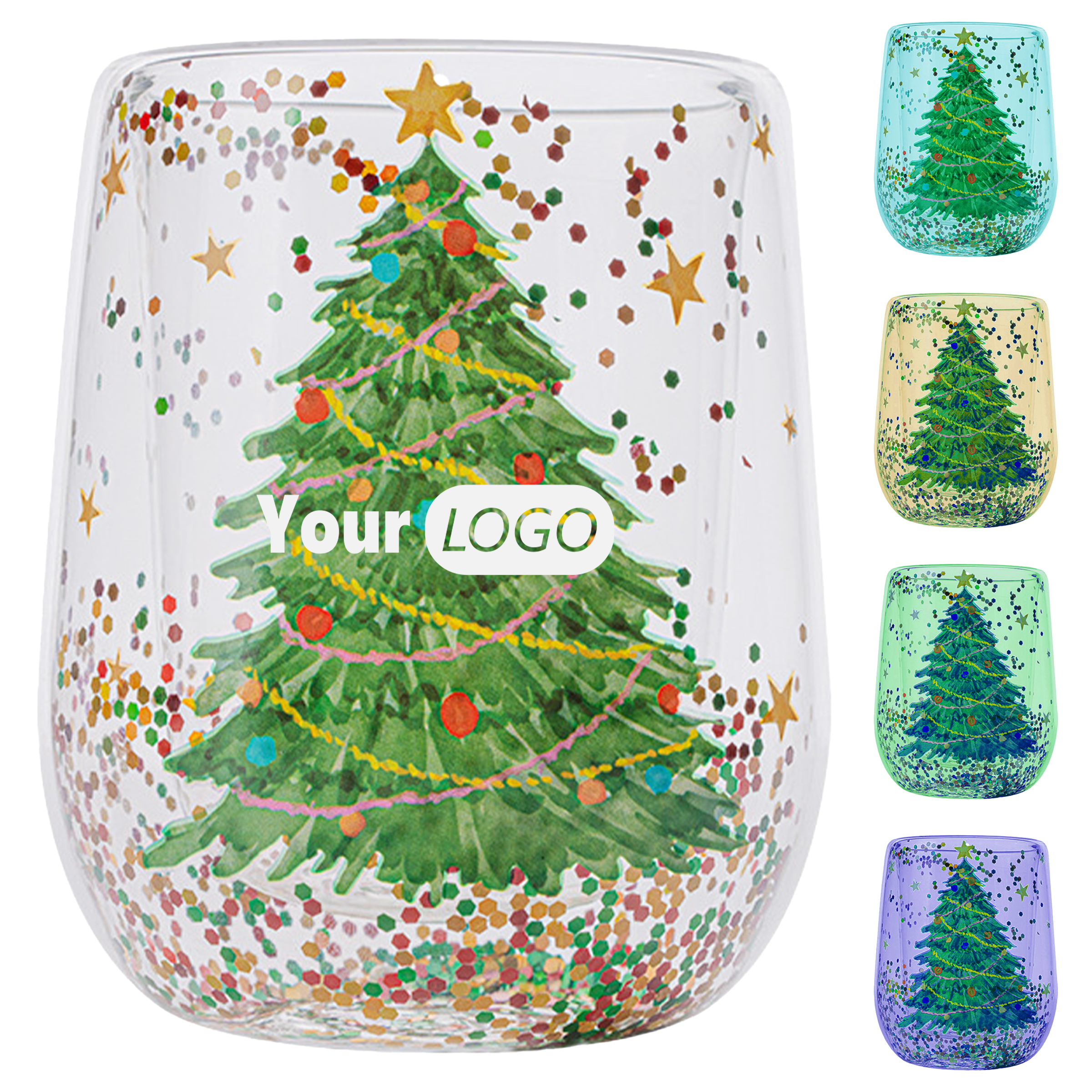 Glass Double-Walled Christmas Glitter Cup ?C Festive And Insulated 3