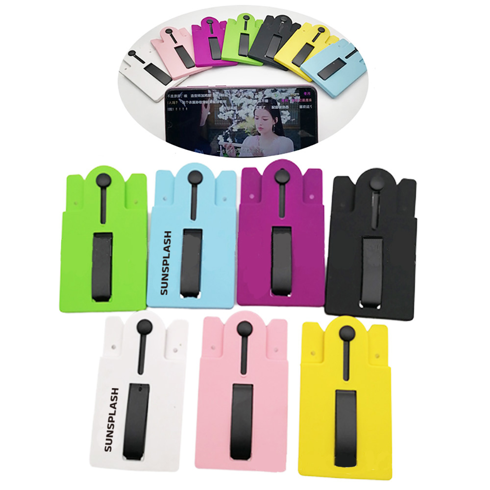 Silicone Multicolor Imprinted Vent Phone Wallet With Stand 2