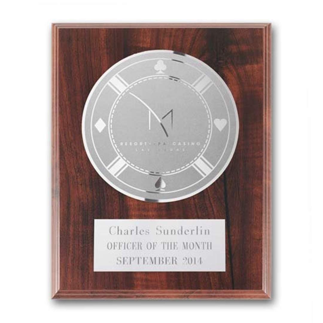 Etch/Frosted Plaq - Walnut Finish/Silver 1