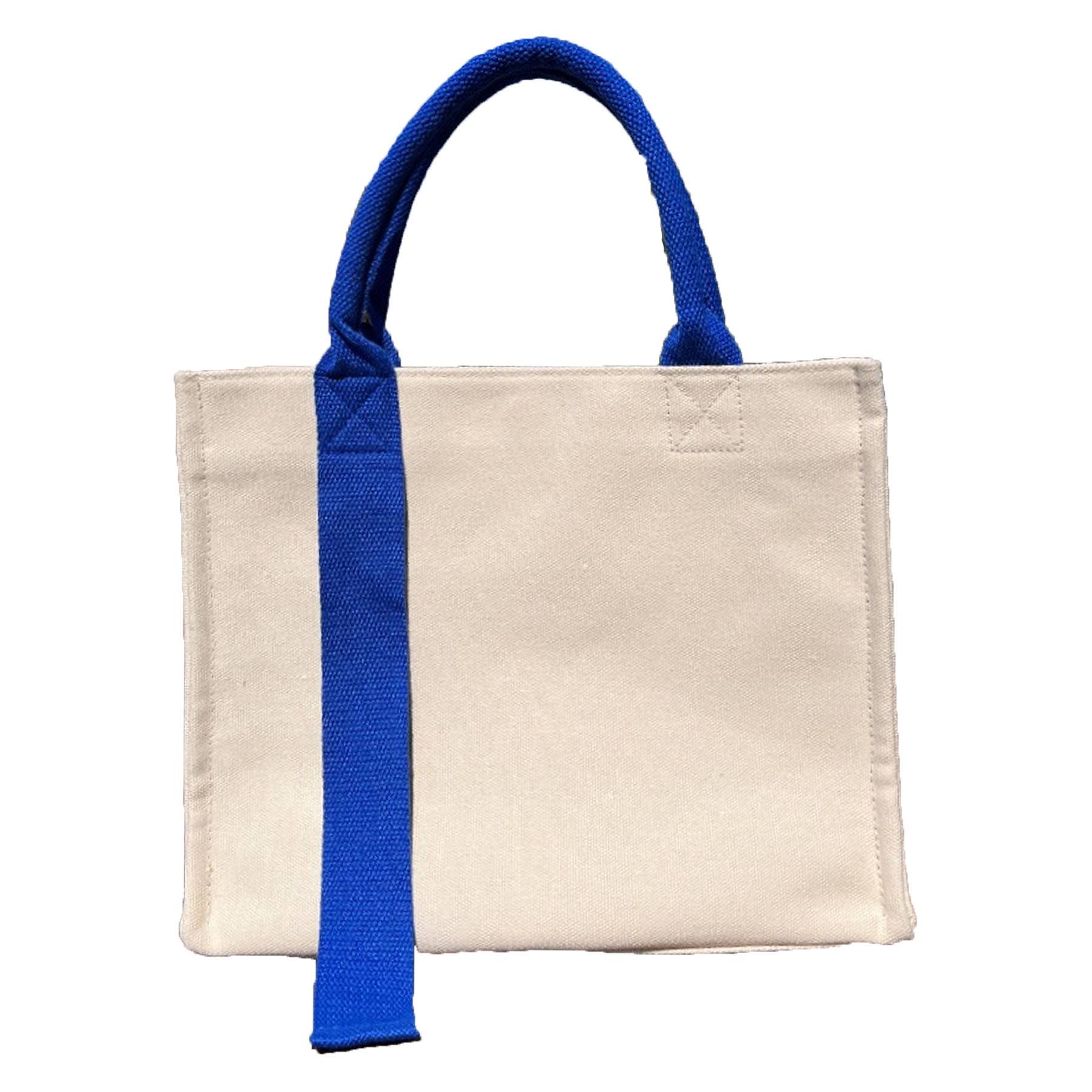 Canvas Reusable Crossbody Shopping Tote Bag with Ribbon, custom tote bag with logo imprint 7