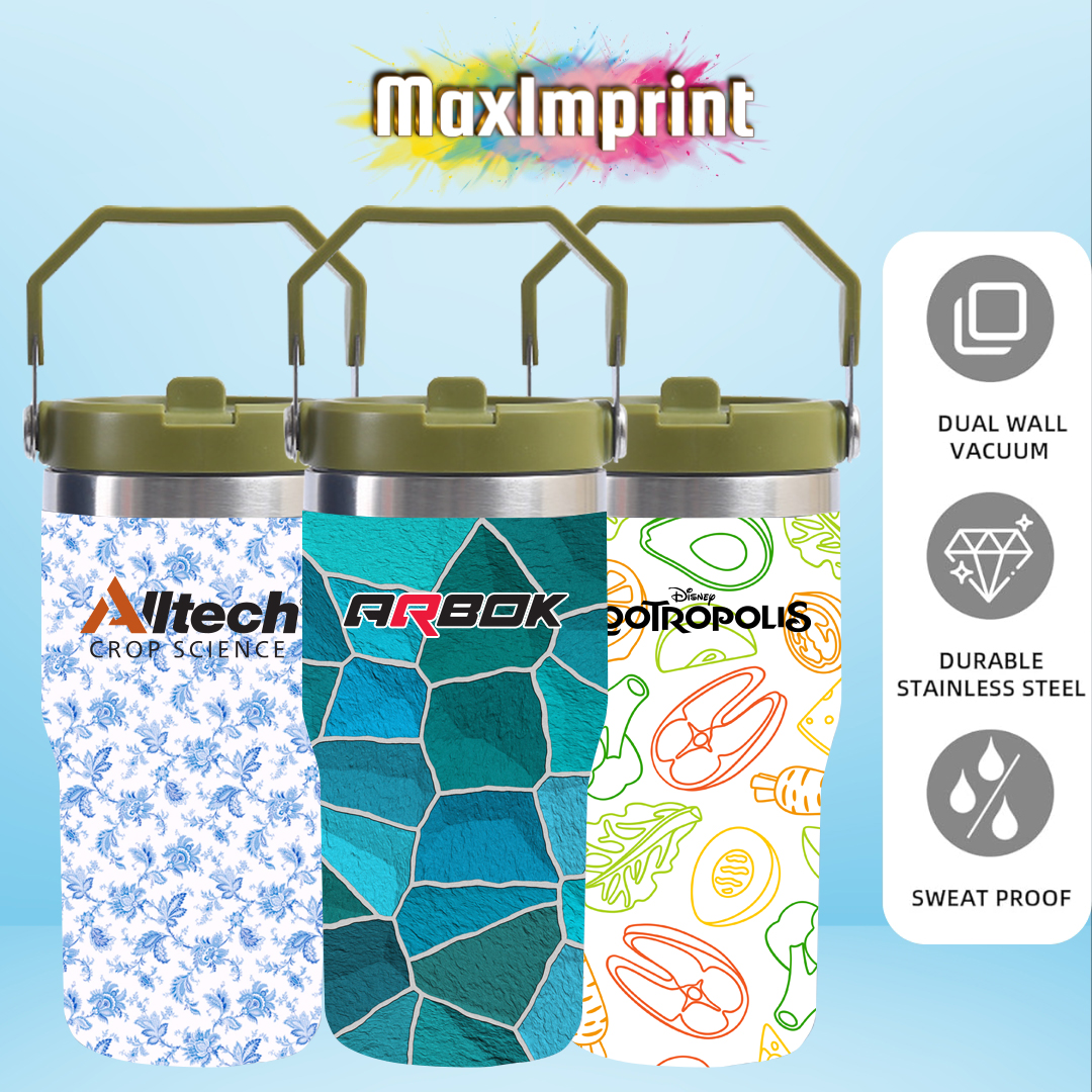 MaxImprint 30oz Stainless Steel Car Tumbler with Handle Full Wrap Full Color Imprint Included 5