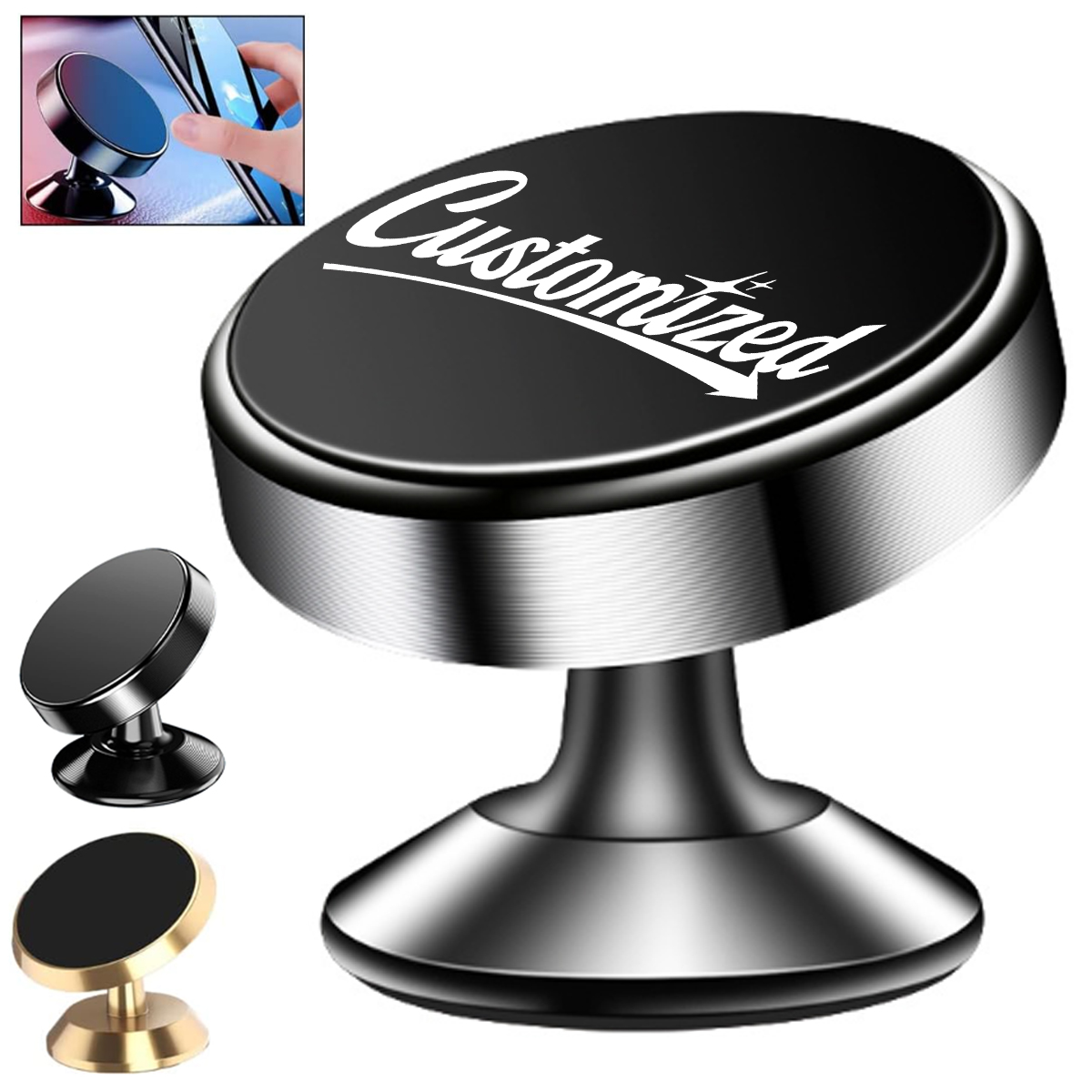 Magnetic Car Phone Mount with Metal Base and Custom Logo 2