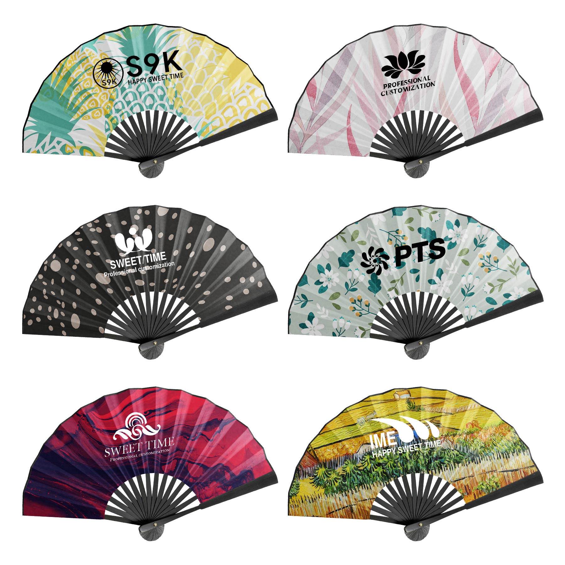 13" L Large Folding Paper Fan 2